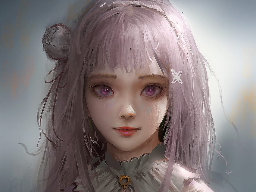 Girl, art, aerith, amethyst eyes, pink, face, eyes HD wallpaper | Pxfuel