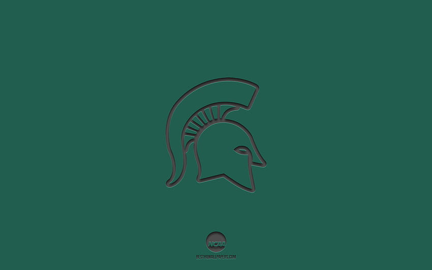 Michigan State Spartans, green background, American football team, Michigan State Spartans emblem, NCAA, Michigan, USA, American football, Michigan State Spartans logo HD wallpaper