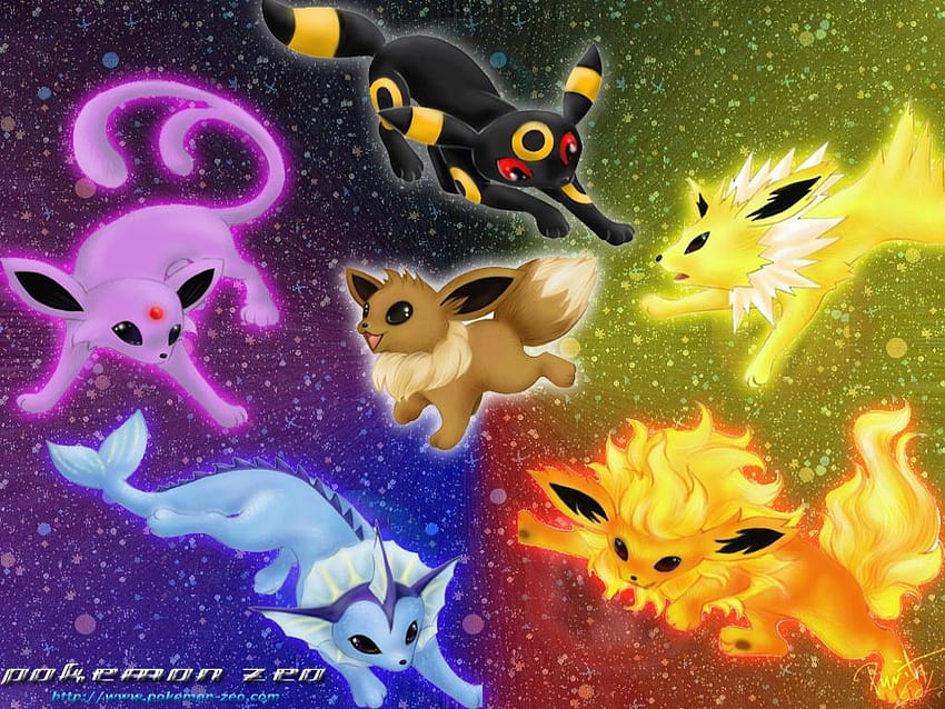 Eevee Evolutions, Chibi Pokemon HD wallpaper