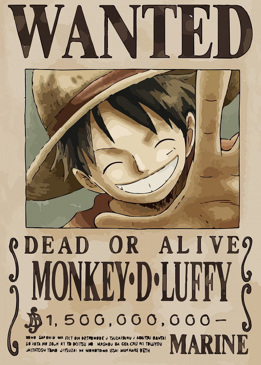 Impresión de póster de One Piece Wanted de WallArt. Displate en 2020. One piece anime, One piece drawing y One piece bounties fondo de pantalla del teléfono