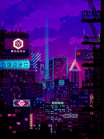 Pixel Art Cyberpunk Phone Wallpaper - Killer Rabbit Media's Ko-fi