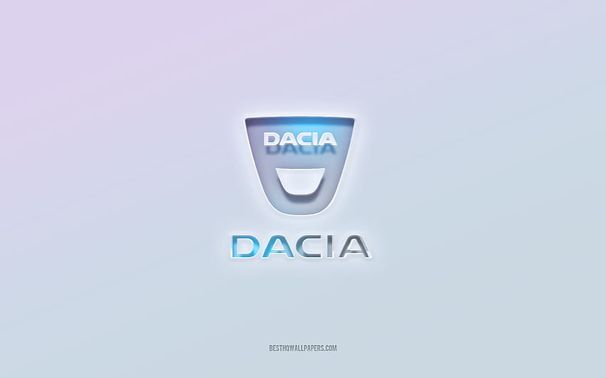 Dacia logo, cut out 3d text, white background, Dacia 3d logo, Dacia emblem, Dacia, embossed logo, Dacia 3d emblem HD wallpaper