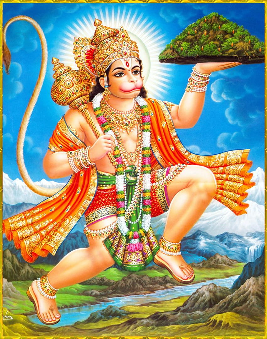 Hanuman flying with the mountain in his hand. Hanuman jayanthi, Lord hanuman, Hanuman HD phone wallpaper
