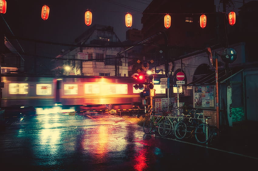 deszcz • meh.ro, Urban Japanese Alley Tapeta HD