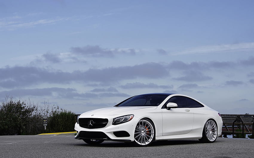 Mercedes S550 Coupe, 4Matic, 2018, White Luxury Coupe, Tuning, New White S Class Coupe, German Cars, Mercedes For With Resolution . High Quality HD wallpaper