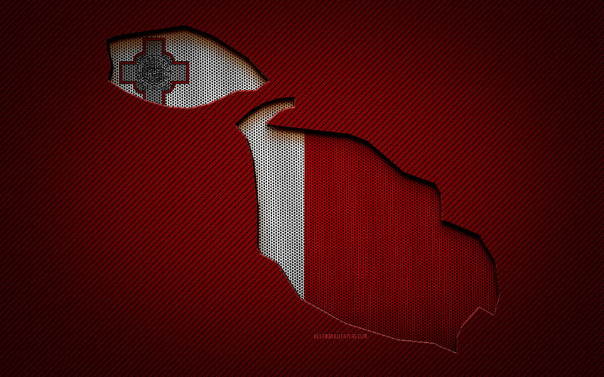 Malta map, , European countries, Maltese flag, red carbon background, Malta map silhouette, Malta flag, Europe, Maltese map, Malta, flag of Malta HD wallpaper