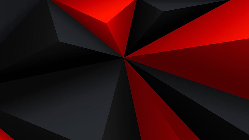 цифрово изкуство, минимализъм, нисък поли, геометрия, триъгълник, червено, черно, сиво, абстрактен / и мобилен фон, червен геометричен HD тапет