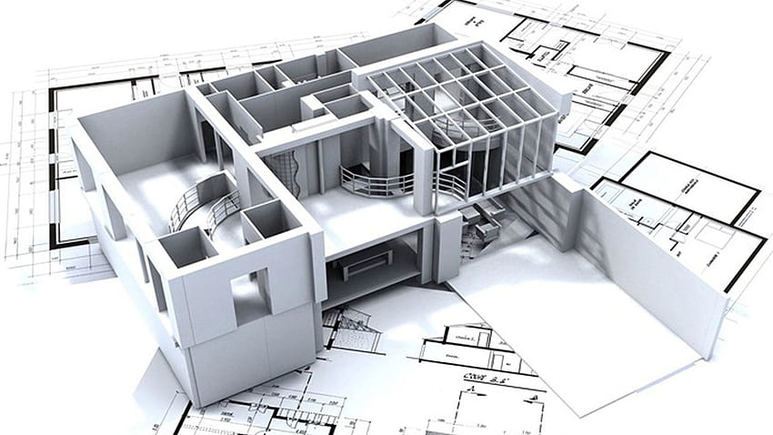 Модел на тялото на 3D архитектура. Проектирайте свой собствен дом, Информационно моделиране на сгради, Проектиране на сгради HD тапет