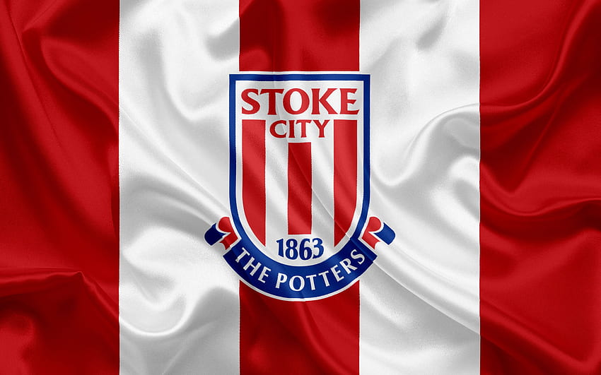 Stoke City FC, Premier League, piłka nożna, Stoke On Trent, Wielka Brytania, Anglia, flaga, godło, logo Stoke City, angielski klub piłkarski z rozdzielczością. Wysoka jakość, Stoke City FC Tapeta HD