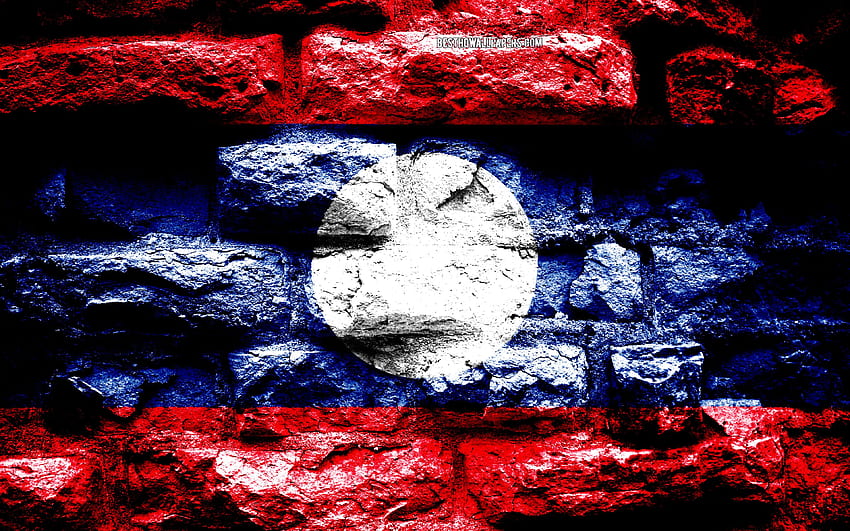 Empire of Laos, grunge brick texture, Flag of Laos, flag on brick wall, Laos, flags of Asian countries for with resolution . High Quality HD wallpaper