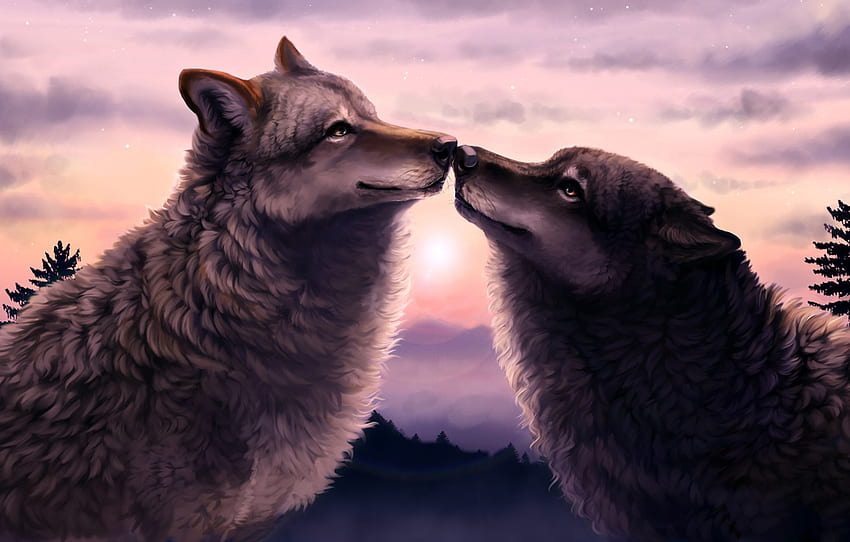 Two wolves 1080P, 2K, 4K, 5K HD wallpapers free download | Wallpaper Flare