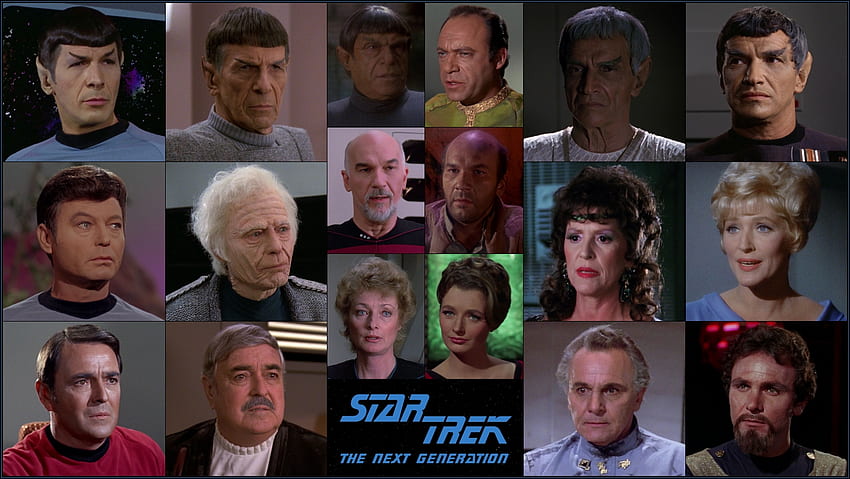 Original Star Trek and Star Trek: The Next Generation Actors, TOS, Chapel, Sarek, Star Trek, The Next Generation, Spock, McCoy, Scotty, TNG HD wallpaper