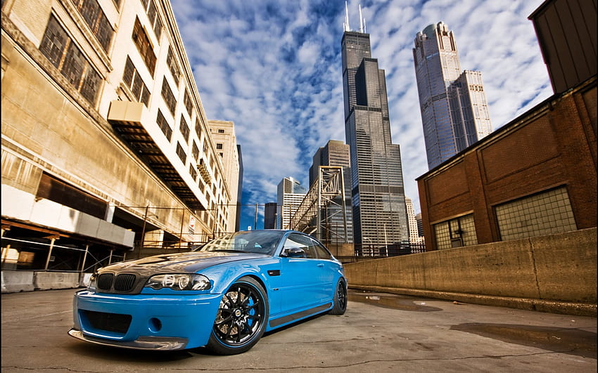 BMW m3 e46, azul, bmw, sky, afinado papel de parede HD