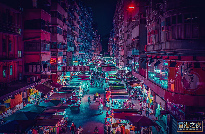 Neon Hong Kong HD wallpaper