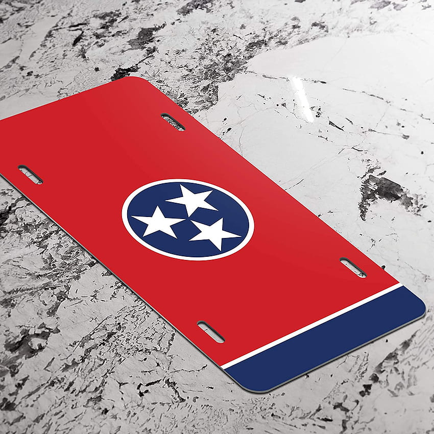 Tennessee State Flag Vanity Front License Plate Tag Printed Full Color KCFP021 : Automotive HD phone wallpaper