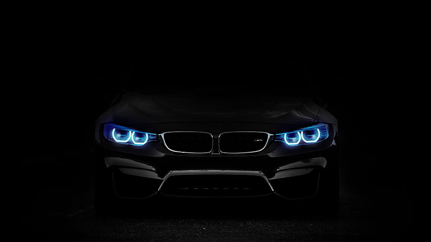 BMW M3, anielskie oczy, czarne tło, czarny ciemny Tapeta HD