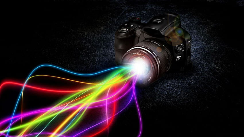 Cg digital art tech camera manipulation rainbow color, Abstract Camera HD wallpaper