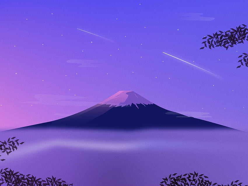 富士山と背景、富士山アニメ 高画質の壁紙