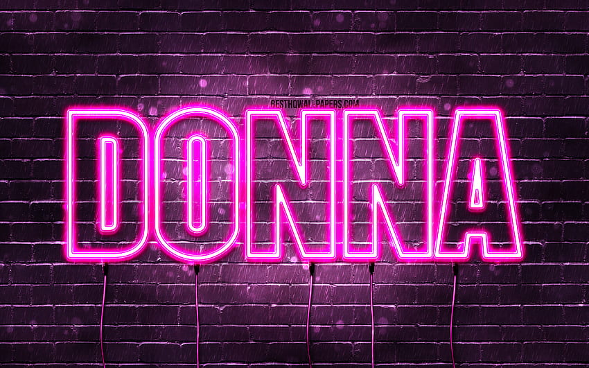 Donna, , with names, female names, Donna name, purple neon lights, Donna Birtay, Happy Birtay Donna, popular italian female names, with Donna name HD wallpaper