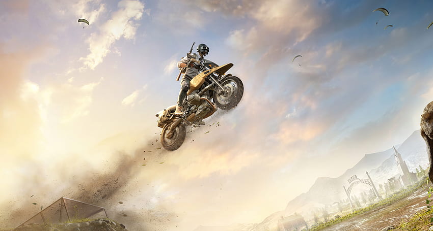 Bike stunt, PUBG, gaming art HD wallpaper