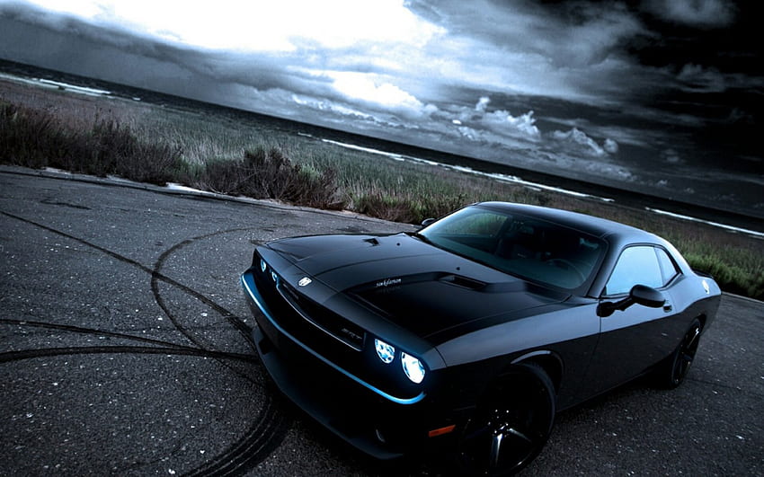 Dodge Challenger, dodge, drift, black, challenger HD wallpaper