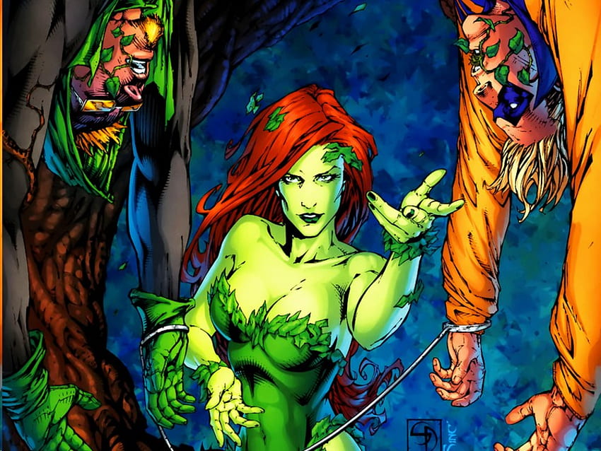 Poison Ivy, komiks, złoczyńca, kreskówka, kobieta Tapeta HD
