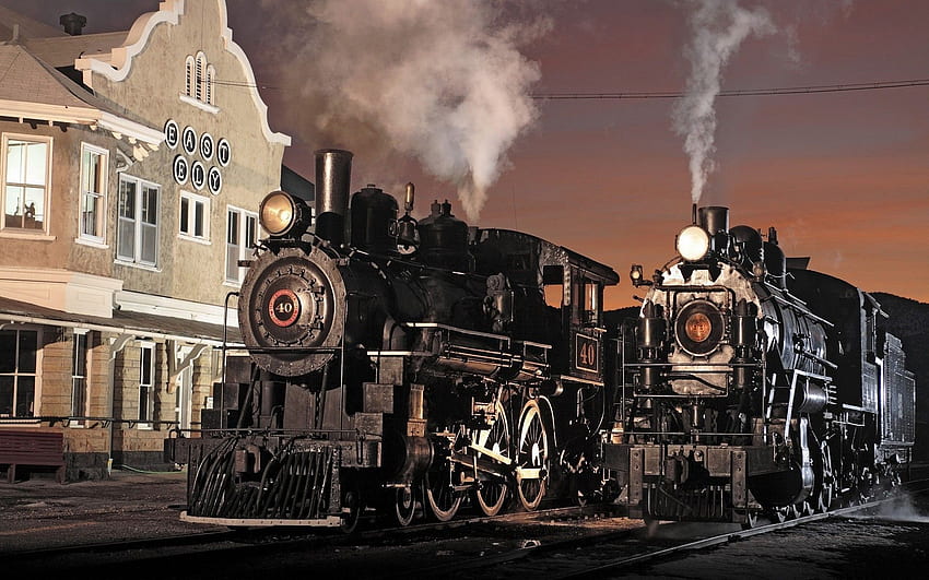 Vintage, Train, Railway, Steam, Dusk - . Train HD wallpaper