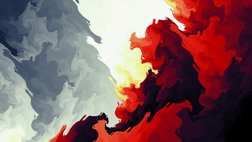 Lukisan abstrak merah, hitam, dan abu-abu Wallpaper HD
