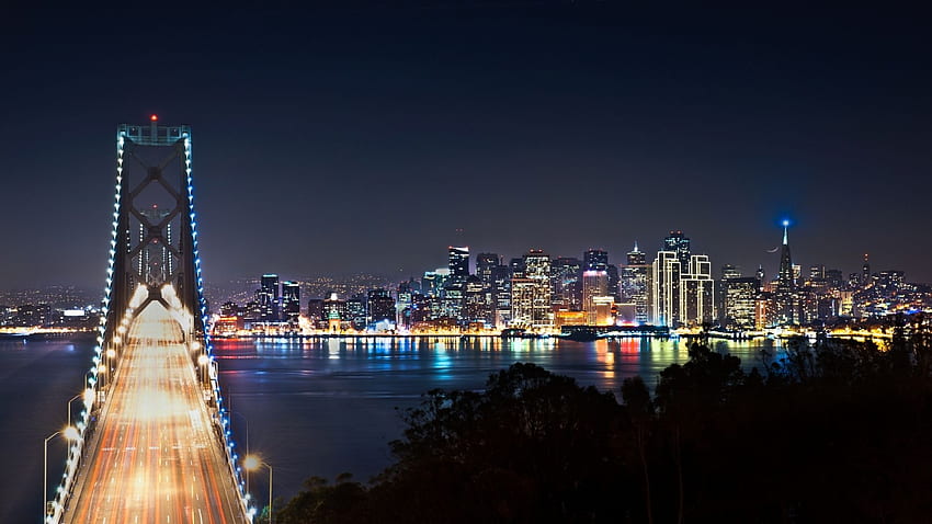 San francisco köprüsü gece şehri - Medya dosyası HD duvar kağıdı