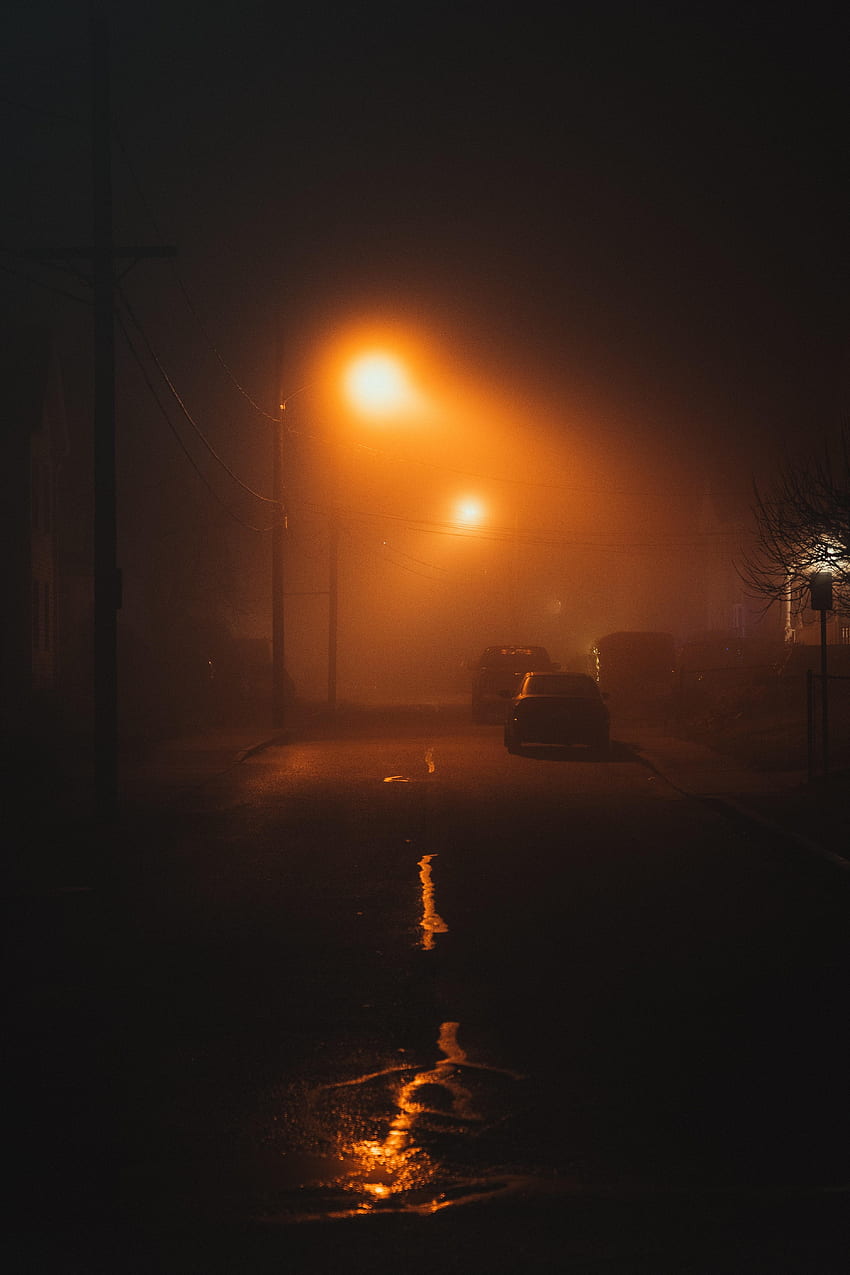 noite, escuro, brilho, luz, nevoeiro, escuridão, rua Papel de parede de celular HD