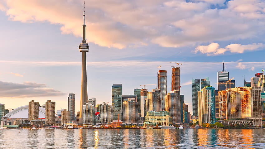 Градове Канада Езеро Небостъргачи Облаци Торонто, 2560X1440 Торонто HD тапет