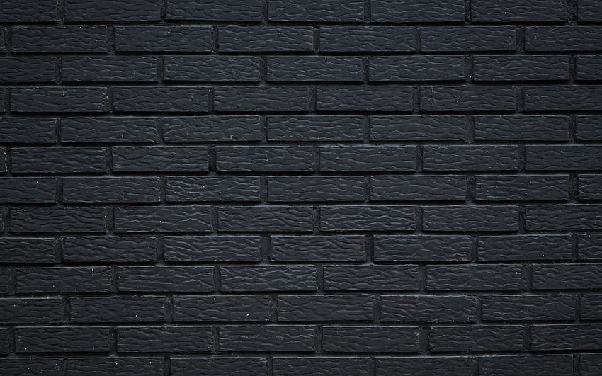 mur de briques noir, gros plan, briques identiques, briques noires, textures de briques, mur de briques, fond de briques, fond de pierre noire, briques, fond de briques noires Fond d'écran HD