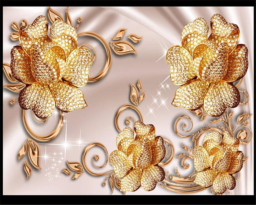 beibehang Klassische Mode schöne 3D-Senior-Luxus-Goldschmuck Rosen Schlafzimmer Hintergrundwand papel de parede tapety HD-Hintergrundbild