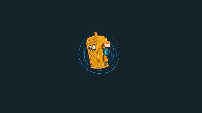 illustration, minimalism, vehicle, crossover, text, logo, Doctor Who, brand, Adventure Time, Jake the Dog, Finn the Human, screenshot, computer , font. Mocah HD wallpaper
