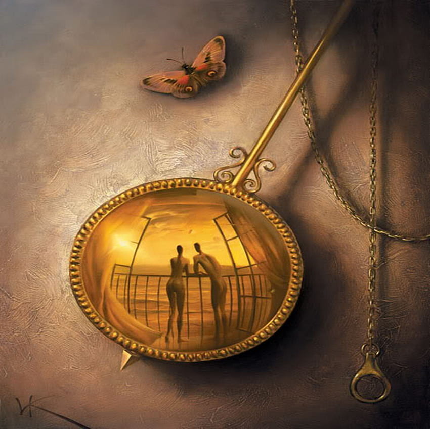 time must have a stop, stop, art, surreal, gold, butterfly, fantasy, time, moment, memory, clock HD wallpaper