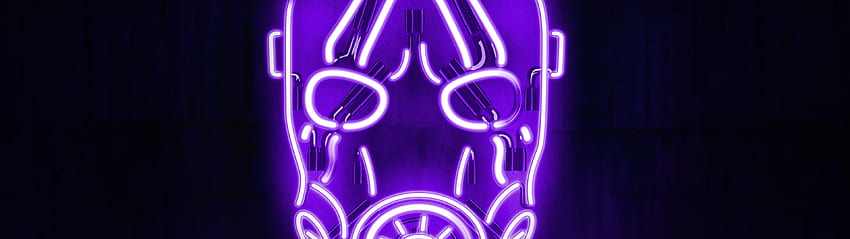 Borderlands Psycho Mask , Neon, Black background, Graphics CGI, Neon Purple Mountain HD wallpaper