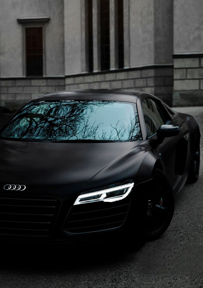 Motor Audi R8 preto fosco, Audi R8 preto e branco Papel de parede de celular HD