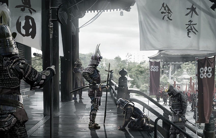 Asya, Japonya, ordu, askerler, savaşçılar, pankartlar, samuray, David Benzal, Asia Legends for , bölüm разное, Samurai PC HD duvar kağıdı