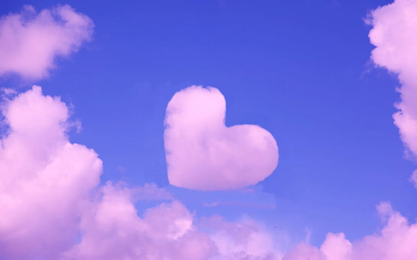 Pink Cotton Candy Heart Cloud Sky HD wallpaper