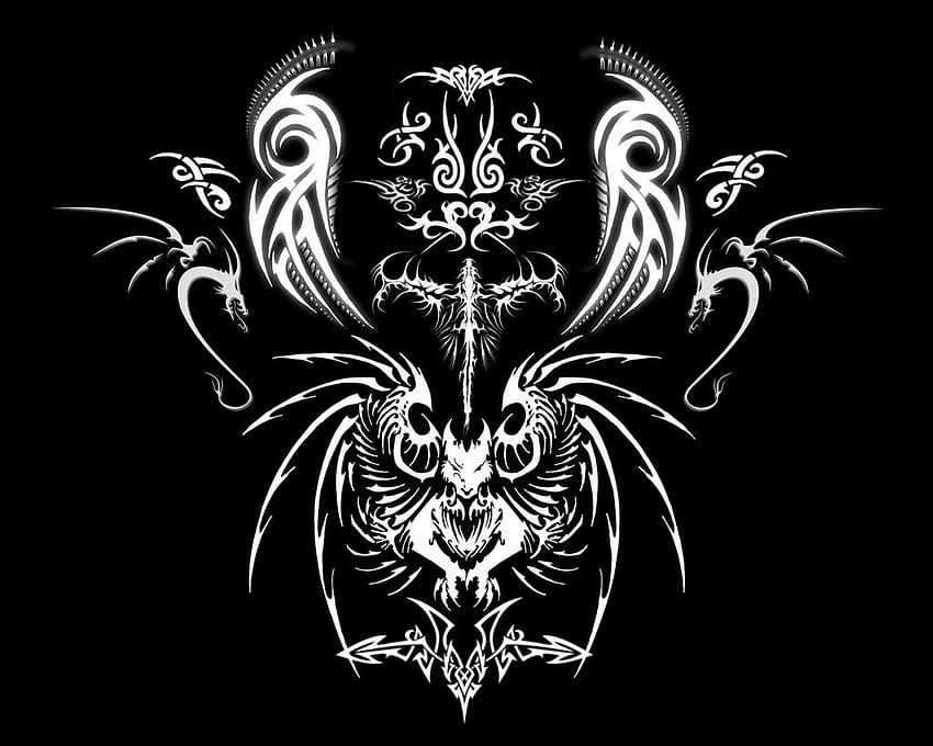Черен дизайн Художествени животински племенни татуировки Временни къна - Домашно изкуство HD тапет