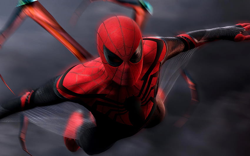 Flying Spider-Man, Arte 3D, super-heróis, Homem-Aranha, obras de arte, Homem-Aranha, Marvel Comics, 3D Spider-Man papel de parede HD