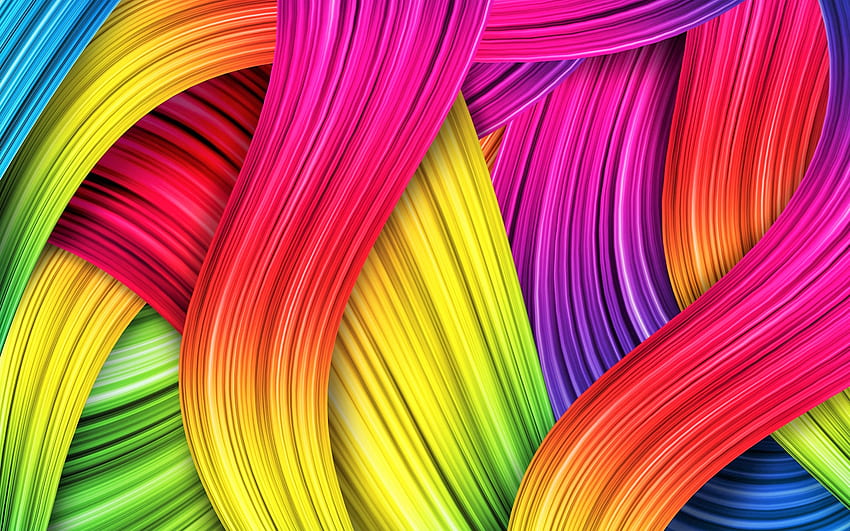 3D Colorful Abstract Wavy Lines, สีสัน, เส้นหยัก, นามธรรม, 3d วอลล์เปเปอร์ HD