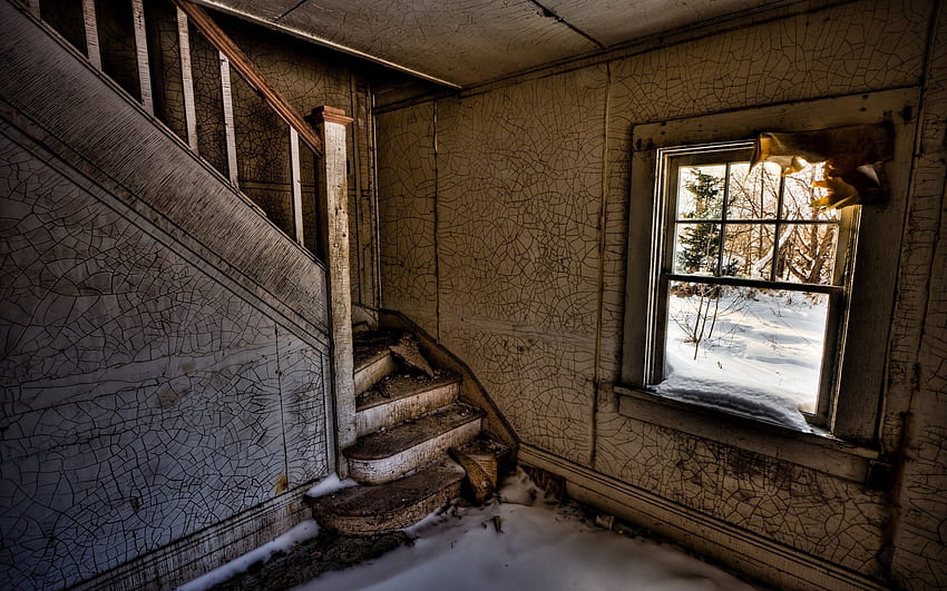Snow, , , Window, Ladder, Stairs, Room HD wallpaper