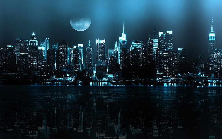 Fantezi Gece Şehir manzarası 20881 piksel HD duvar kağıdı