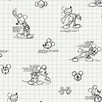 Wallpaper Mickey Sketches white  Wallpaper from the 70s