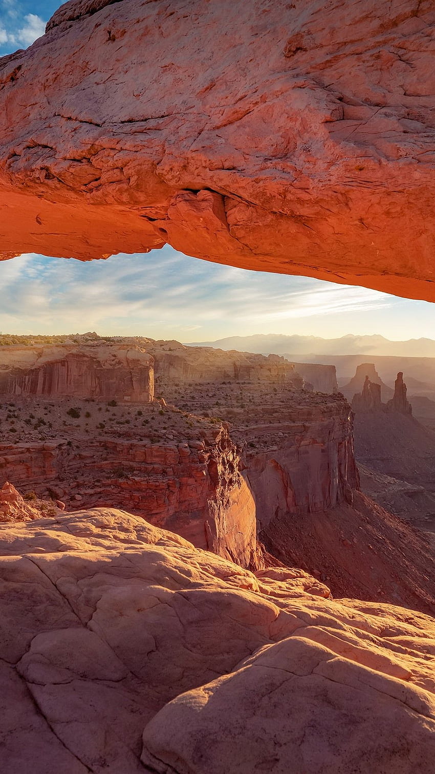 메사 아치 Canyonlands 국립 공원 태양 광선 미국 HD 전화 배경 화면