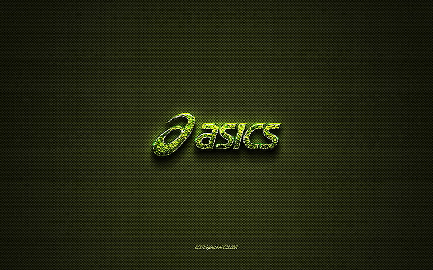 Asics logo, green creative logo, floral art logo, Asics emblem, green  carbon fiber texture, Asics, creative art HD wallpaper | Pxfuel