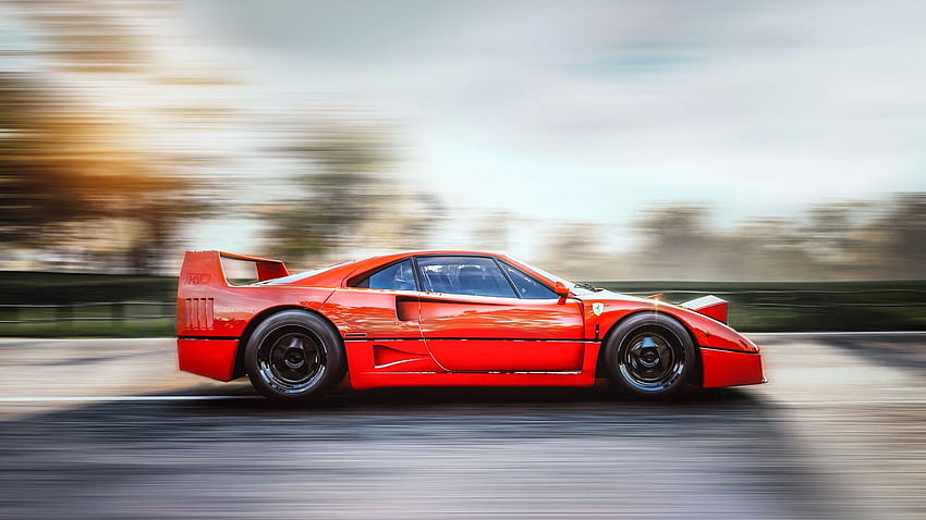 の車, フェラーリ, フェラーリ F40, Motion Blur, 赤い車 高画質の壁紙