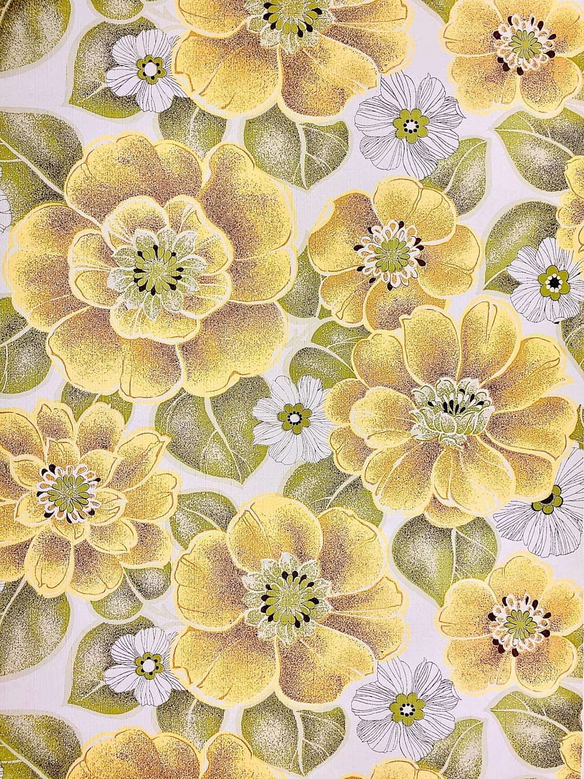 Vintage - Sklep internetowy. Vintage żółty kwiatowy, żółty kwiatowy wzór Tapeta na telefon HD