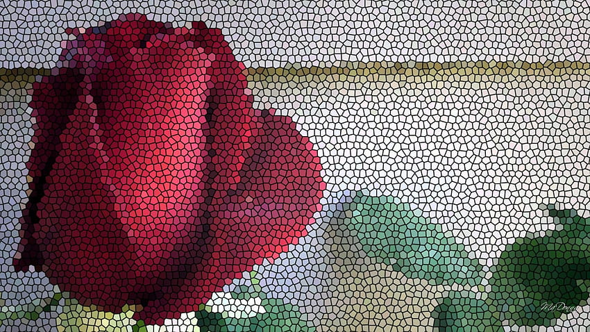 Mosaico Rosa, estate, rosa, pittura, arte, fiore, mosaico, grafico Sfondo HD